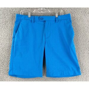 J.Lindeberg Golf Shorts Mens 33 Blue Micro Grid Performance Technical Athletic